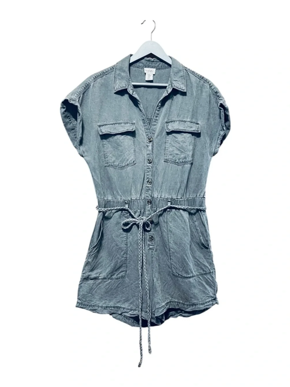 Nicole Miller New York Linen Lyocell Utility Romper – Medium